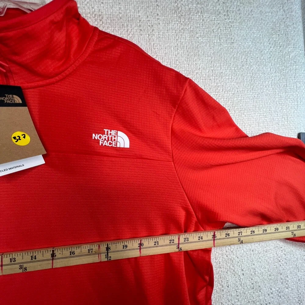 The North Face Mens 1/4‎ Zip Pullover Fleece Jacket Orange Logo Size XL